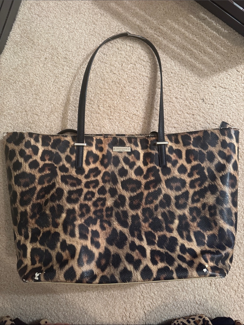 kate spade Leopard-Print Tote in Brown and Black